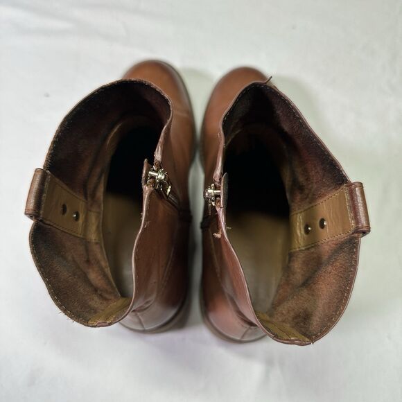 Coach Leather Ankle Boots Women’s Size 8 Brown Zip-Up Logo Turnlock Detail - Picture 4 of 11